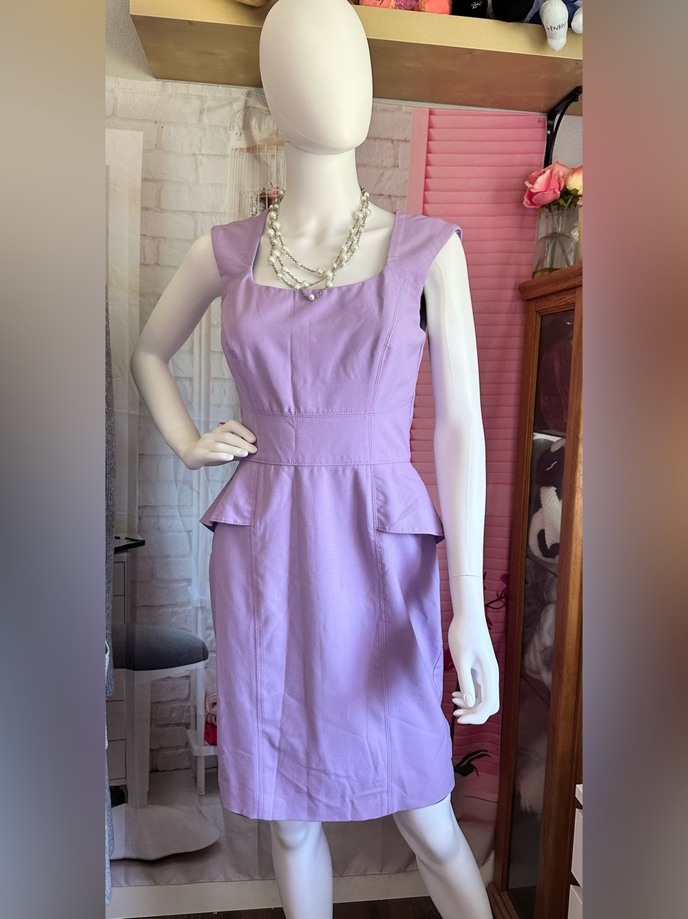 White House Black Market Lavender Peplum Sheath Dress